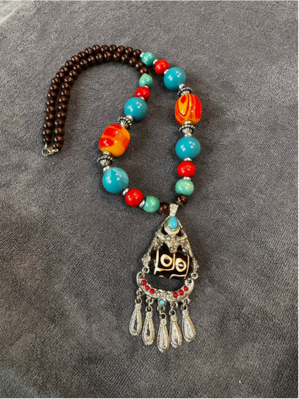 Women's Unbranded Blue Red Multi-Color Statement Necklace One Size